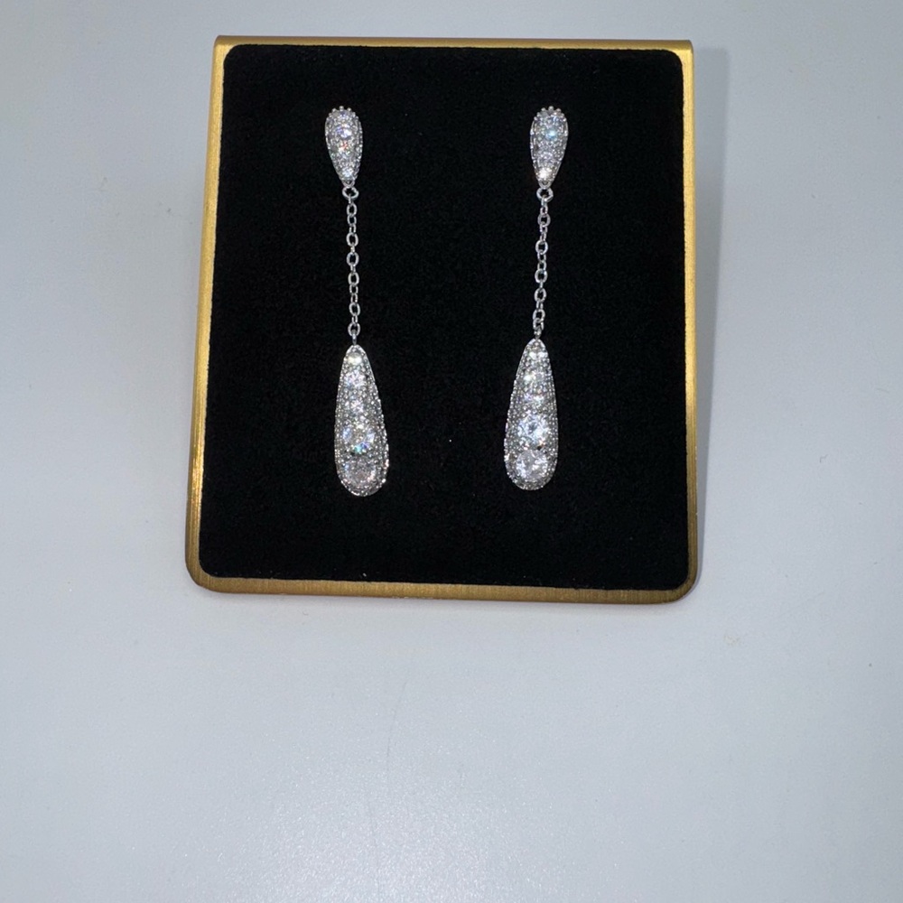 14k 3.5ct Art Deco Dangle Earrings - Picture 9 of 11